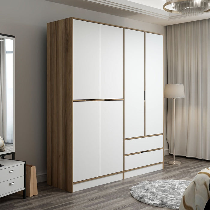 Dimehouse Kledingkast Elina Wit Goud Melamine 185x208x52 Cm