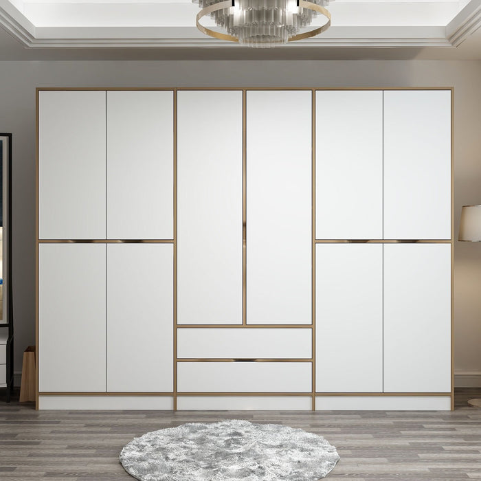 dimehouse Kledingkast Elina Wit Goud Melamine 277x208x52 cm
