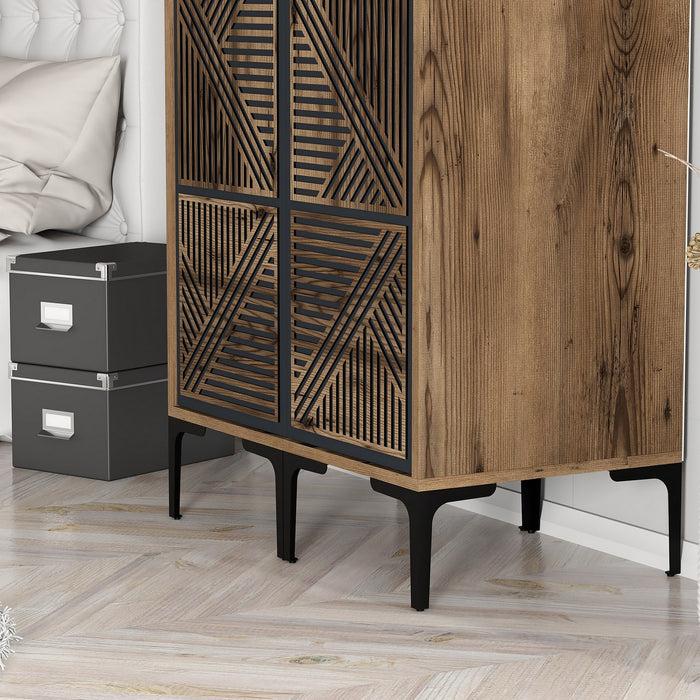 Dimehouse Kledingkast Kumsal PP Walnoot Antraciet Melamine 80x47 5x201 4 Cm