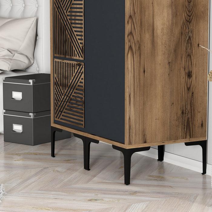 Dimehouse Kledingkast Kumsal PS Walnoot Antraciet Melamine 80x47 5x201 4 Cm