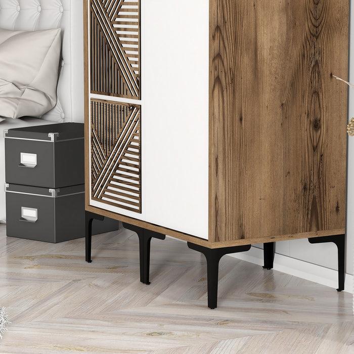 Dimehouse Kledingkast Kumsal PS Walnoot Wit Melamine 80x47 5x201 4 Cm