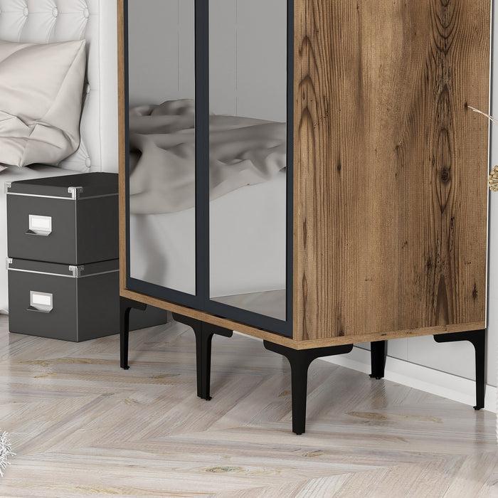 Dimehouse Kledingkast Kumsal RR Walnoot Antraciet Melamine 80x47 5x201 4 Cm