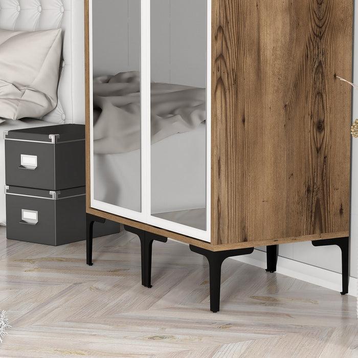 Dimehouse Kledingkast Kumsal RR Walnoot Wit Melamine 80x47 5x201 4 Cm