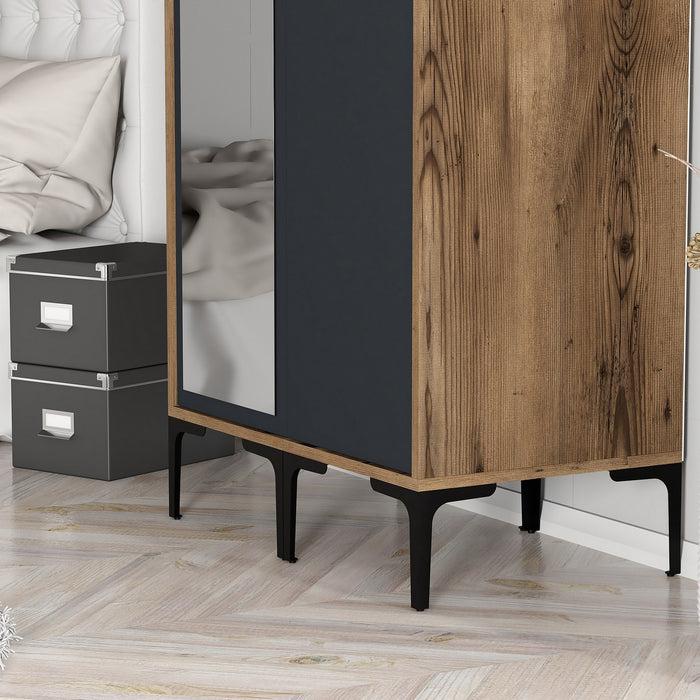 Dimehouse Kledingkast Kumsal RS Walnoot Antraciet Melamine 80x47 5x201 4 Cm