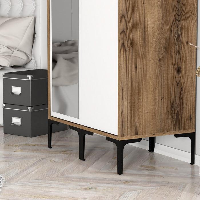 Dimehouse Kledingkast Kumsal RS Walnoot Wit Melamine 80x47 5x201 4 Cm