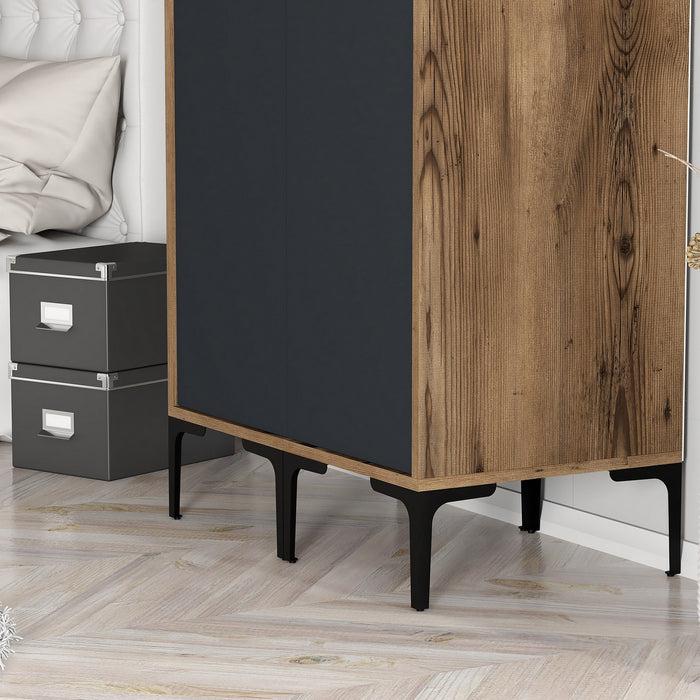 Dimehouse Kledingkast Kumsal SS Walnoot Antraciet Melamine 80x47 5x201 4 Cm