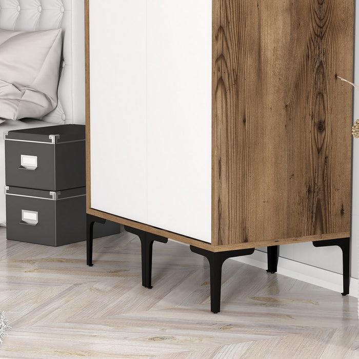 Dimehouse Kledingkast Kumsal SS Walnoot Wit Melamine 80x47 5x201 4 Cm