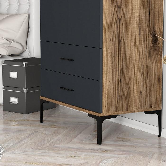 Dimehouse Kledingkast Kumsal T Walnoot Antraciet Melamine 80x47 5x201 4 Cm