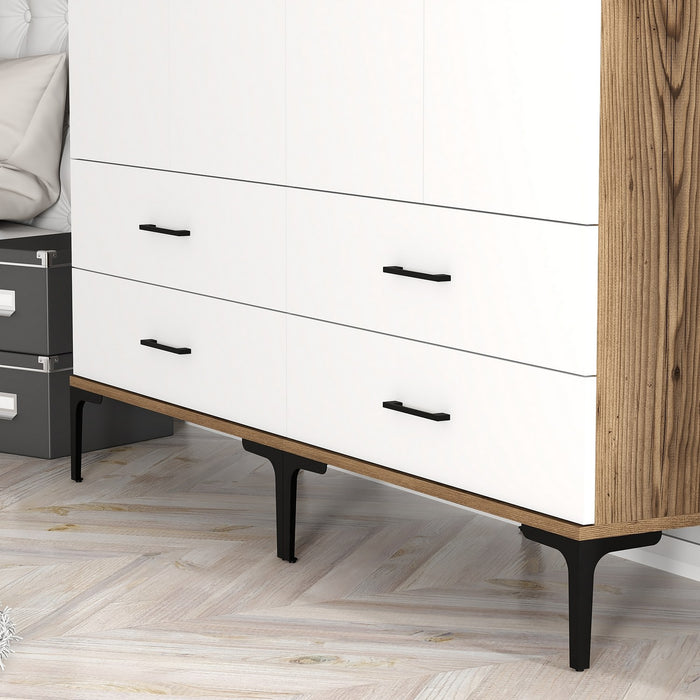 Dimehouse Kledingkast Kumsal TT Walnoot Wit Melamine 160x47 5x201 4 Cm