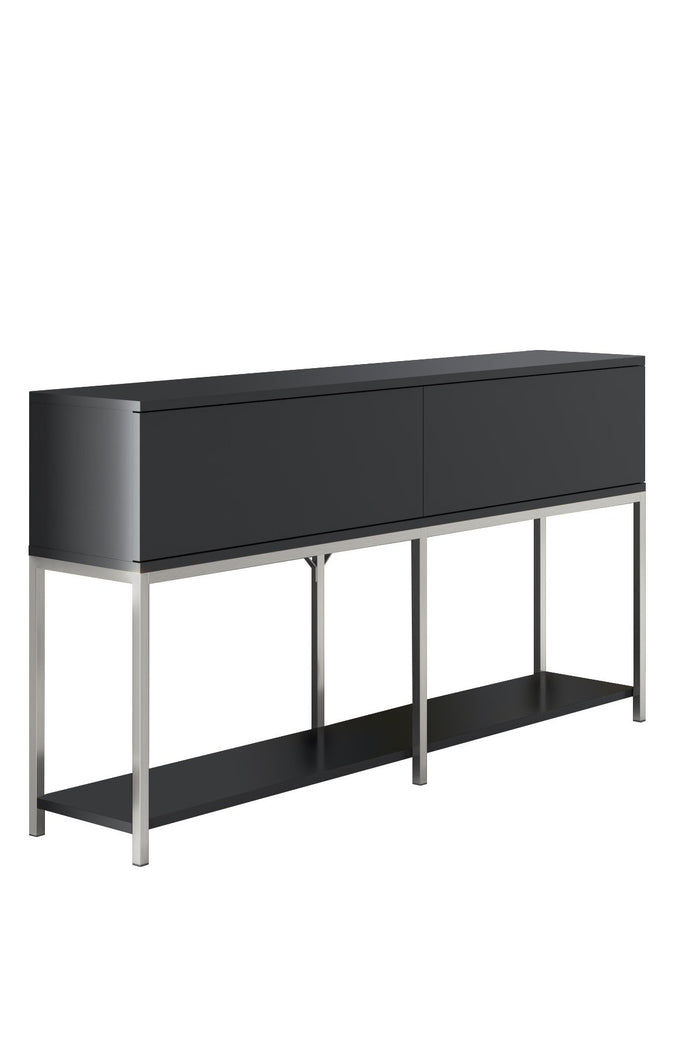 Dimehouse Modern Dressoir Antraciet Lord 150x30x80 - Zilver Frame - Twee Vakken