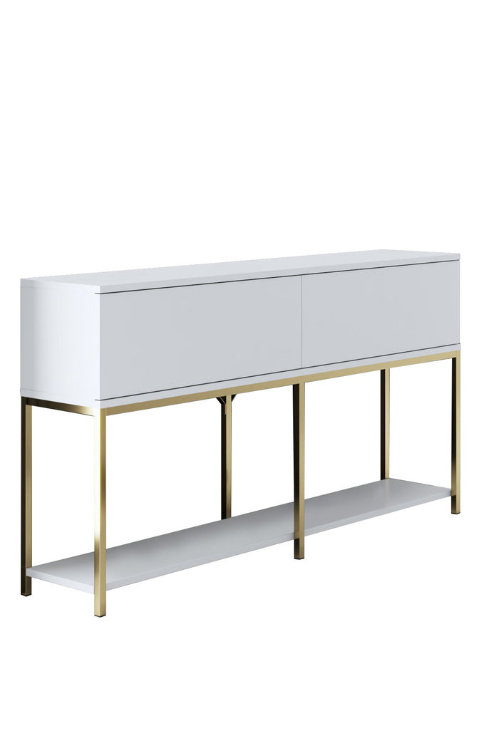 Dimehouse Modern Dressoir Wit Lord 150x30x80 - Gouden Frame - Twee Vakken