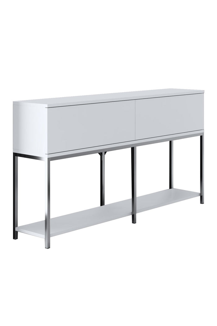 Dimehouse Modern Dressoir Wit Lord 150x30x80 - Zilver Frame - Twee Vakken