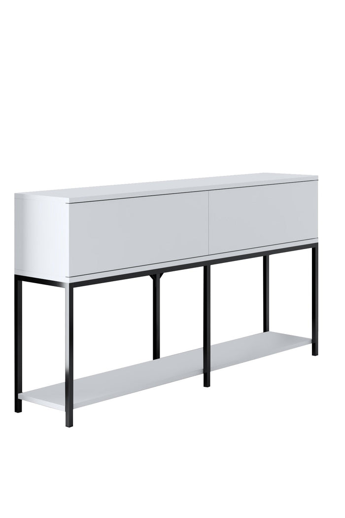 Dimehouse Modern Dressoir Wit Lord 150x30x80 - Zwart Frame - Twee Vakken