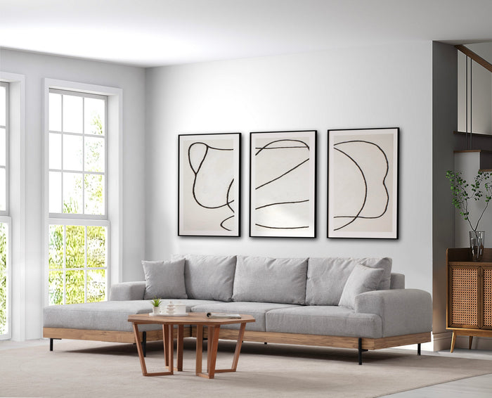 Dimehouse Moderne Hoekbank Links Eti Stof Grijs - Hout Frame