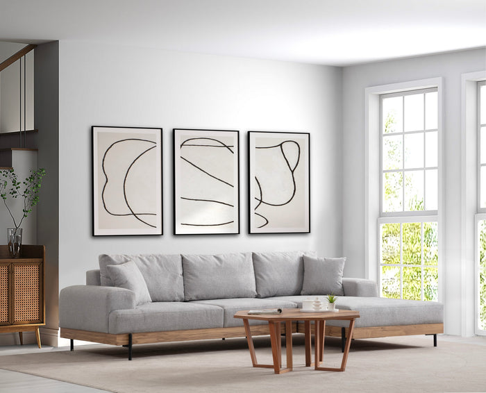 Dimehouse Moderne Hoekbank Rechts Eti Stof Grijs - Hout Frame