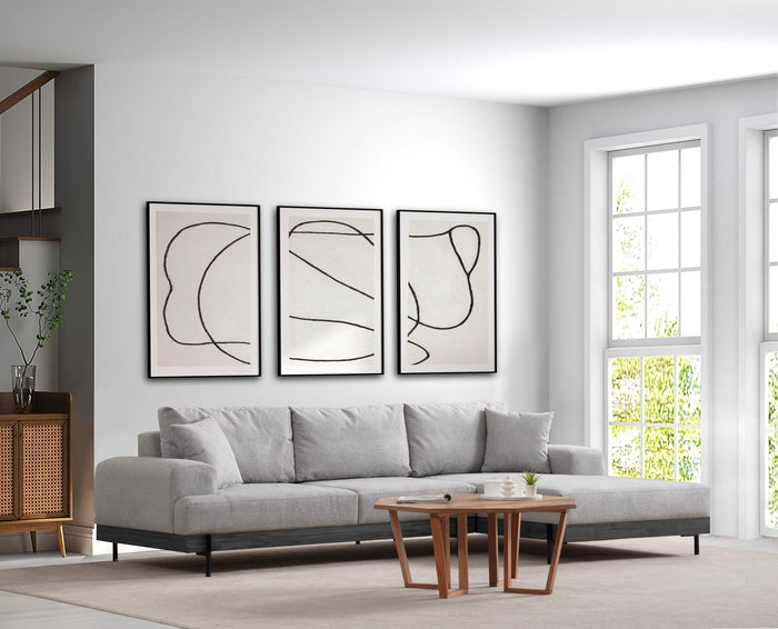 Dimehouse Moderne Hoekbank Rechts Eti Stof Grijs - Zwart Frame