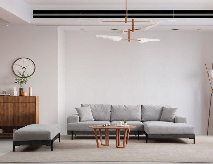 Dimehouse Moderne Hoekbank Rechts Eti Stof Grijs - Zwart Frame