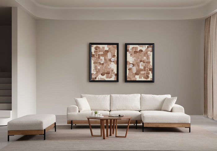 Dimehouse Moderne Hoekbank Rechts Eti Stof Wit - Hout Frame