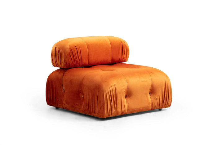 Dimehouse Modulaire Bank 3-zits Met Hocker Bubble Velvet Oranje