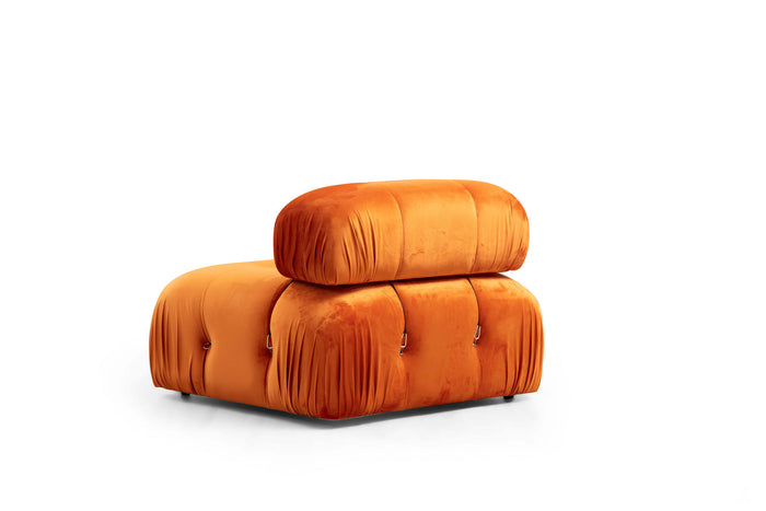 Dimehouse Modulaire Bank 3-zits Met Hocker Bubble Velvet Oranje