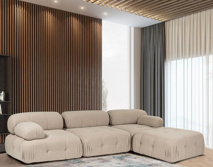 dimehouse Modulaire bank 3-zits met hocker Doblo beige