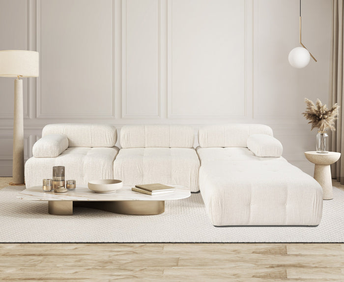 Dimehouse Modulaire Bank 3-zits Met Hocker Doblo Crème