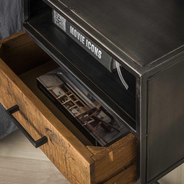 Dimehouse Nachtkastje Charlie – Industrieel Massief Hout & Metaal Met Lade