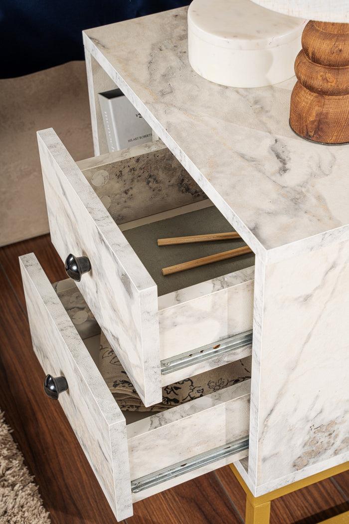Dimehouse Nachtkastje Marmer Melamine Gouden Frame Pulsar