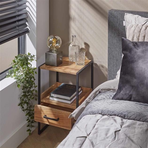 Dimehouse Nachtkastje Paul Industrieel Mangohout Met Lade