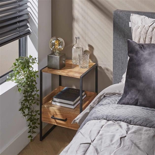 dimehouse Nachtkastje Paul Industrieel Mangohout met Lade