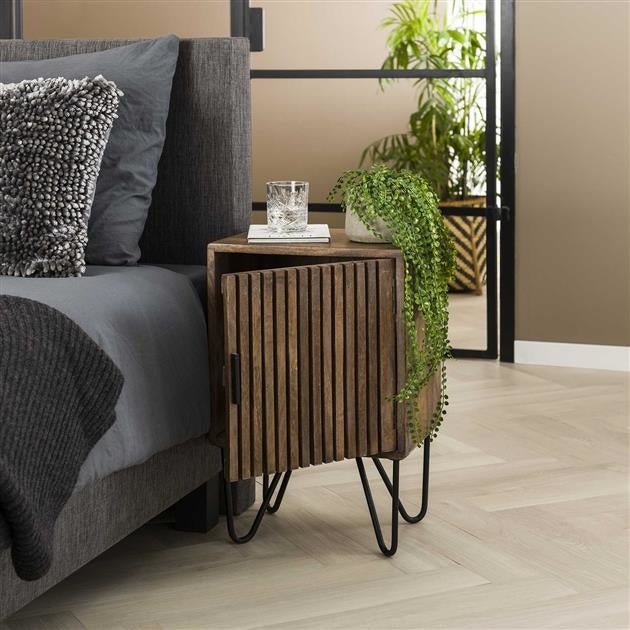 Dimehouse Nachtkastje Tory Set Van 2 Mangohout Industrieel