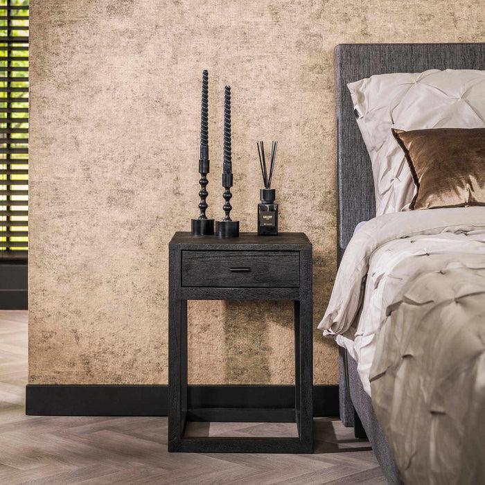 dimehouse Nachtkastje Zwart Acaciahout Davey 1 Lade