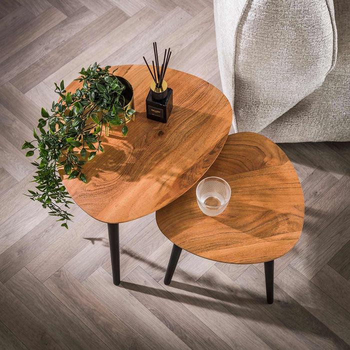 Dimehouse Organische Bijzettafel Set Van 2 Elvie Driehoek Acaciahout