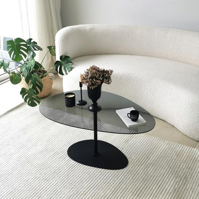 Dimehouse Organische Design Salontafel Getint Glas Torpo - Zwart Metalen Frame