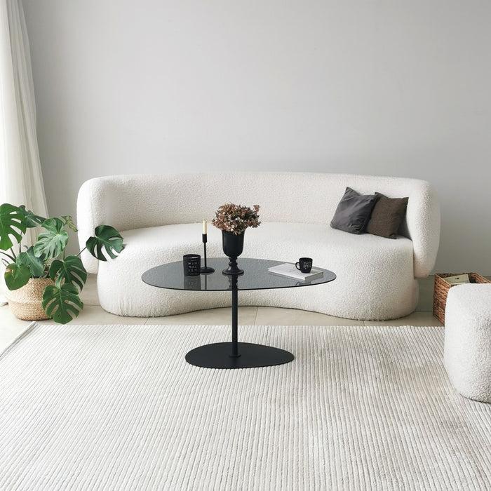 dimehouse Organische Design Salontafel Getint Glas Torpo - Zwart Metalen Frame