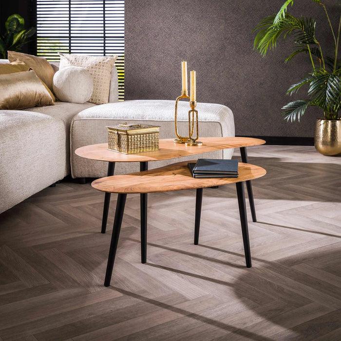 dimehouse Organische Niervorm Salontafel Elvie Set van 2 Acaciahout
