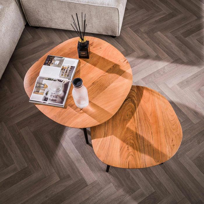 Dimehouse Organische Salontafel Elvie Set Van 2 Kiezelvormig Acaciahout