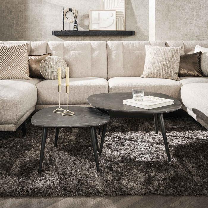 dimehouse Organische Salontafel Set van 2 Conner Keramiek Look Grijs