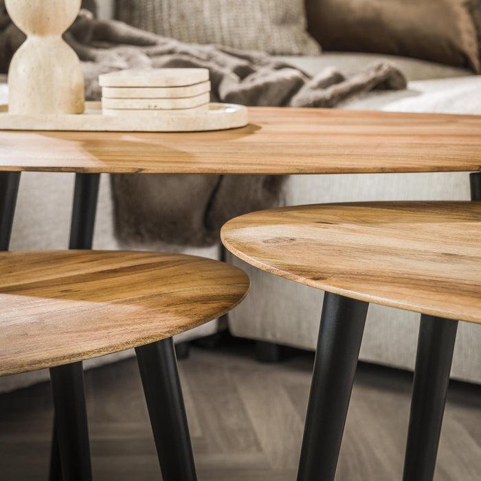 Dimehouse Organische Salontafel Set Van 3 Loiza Acaciahout Naturel