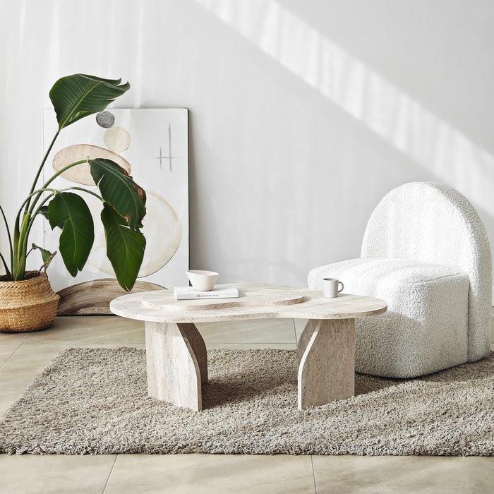 dimehouse Organische Salontafel Travertin Melamine marmer look Melta - 105x65 cm