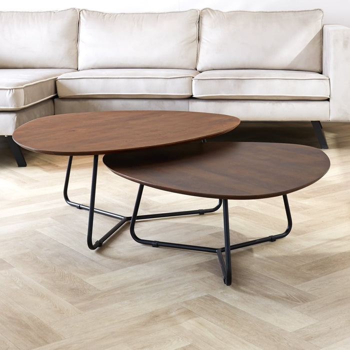 Dimehouse Organische Salontafelset Zoë Mangohout - Tweekleurige Walnoot Finish