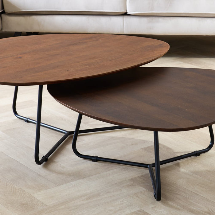 Dimehouse Organische Salontafelset Zoë Mangohout - Tweekleurige Walnoot Finish