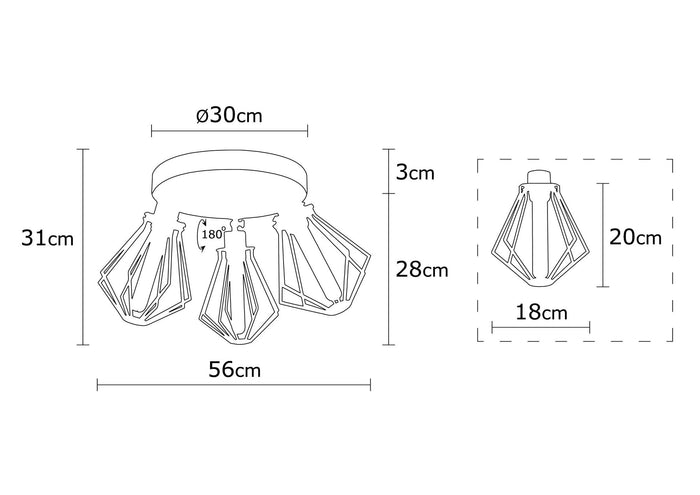Dimehouse Plafondlamp Rond Zwart Goud Metaal Palisade