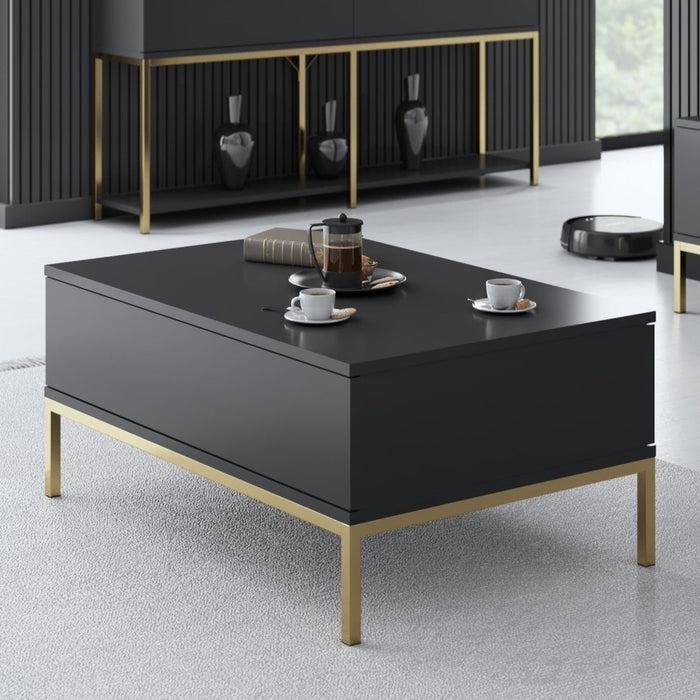 dimehouse Rechthoekige Salontafel Antraciet Lord 90x60 - Gouden Frame