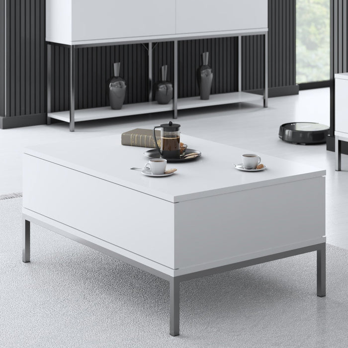 dimehouse Rechthoekige Salontafel Wit Lord 90x60 - Zilver Frame