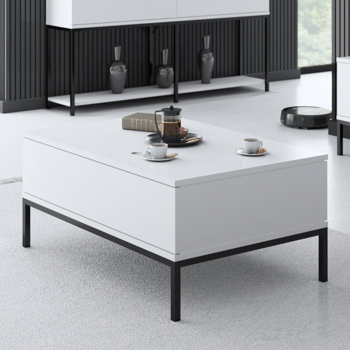 dimehouse Rechthoekige Salontafel Wit Lord 90x60 - Zwart Frame