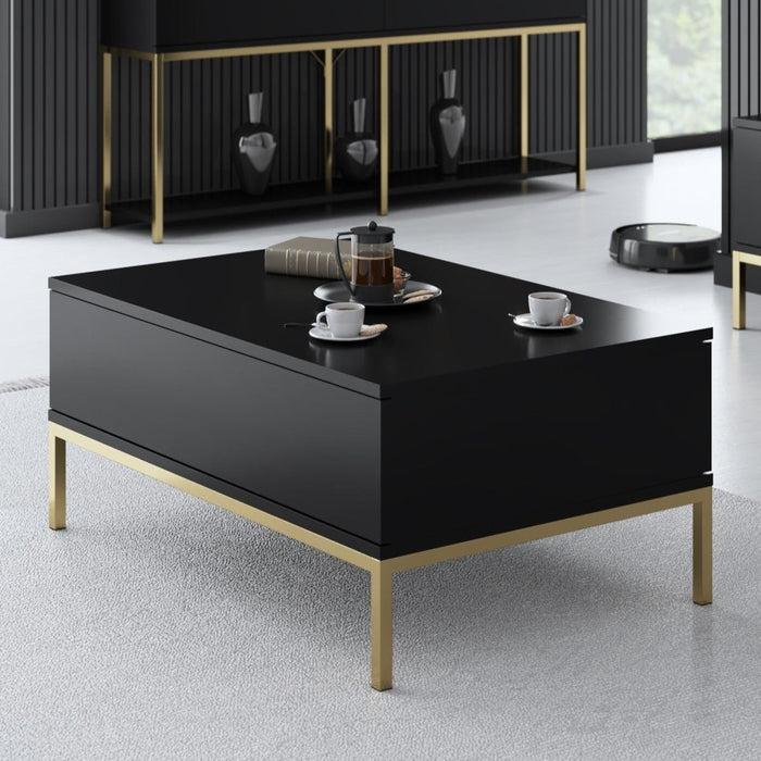 dimehouse Rechthoekige Salontafel Zwart Lord 90x60 - Gouden Frame