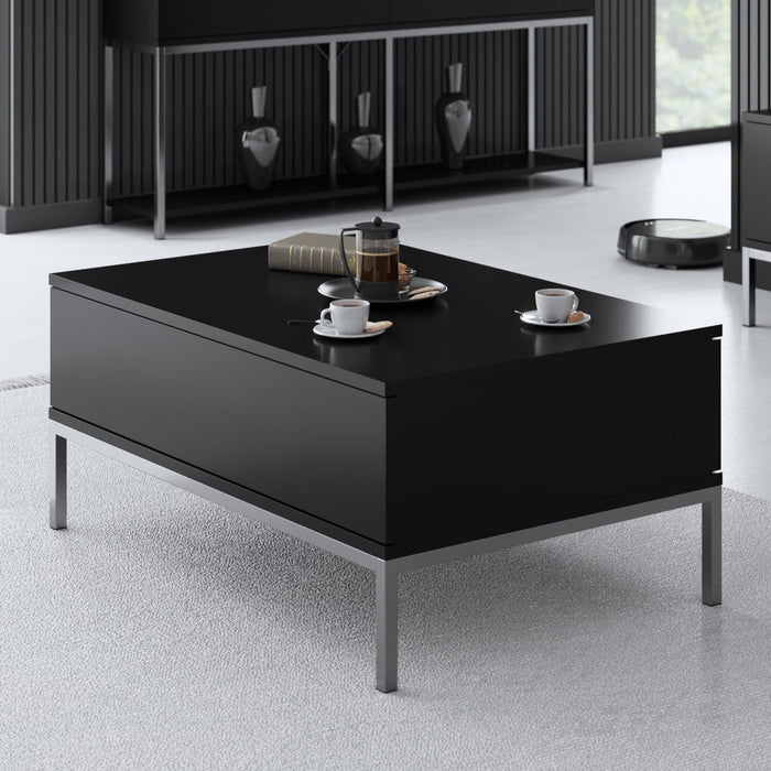 dimehouse Rechthoekige Salontafel Zwart Lord 90x60 - Zilver Frame