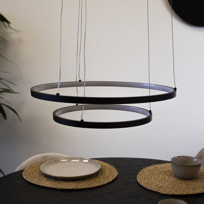 Dimehouse Ringlamp Hanglamp Elaine Metaal Zwart Cirkel 2 Ringen