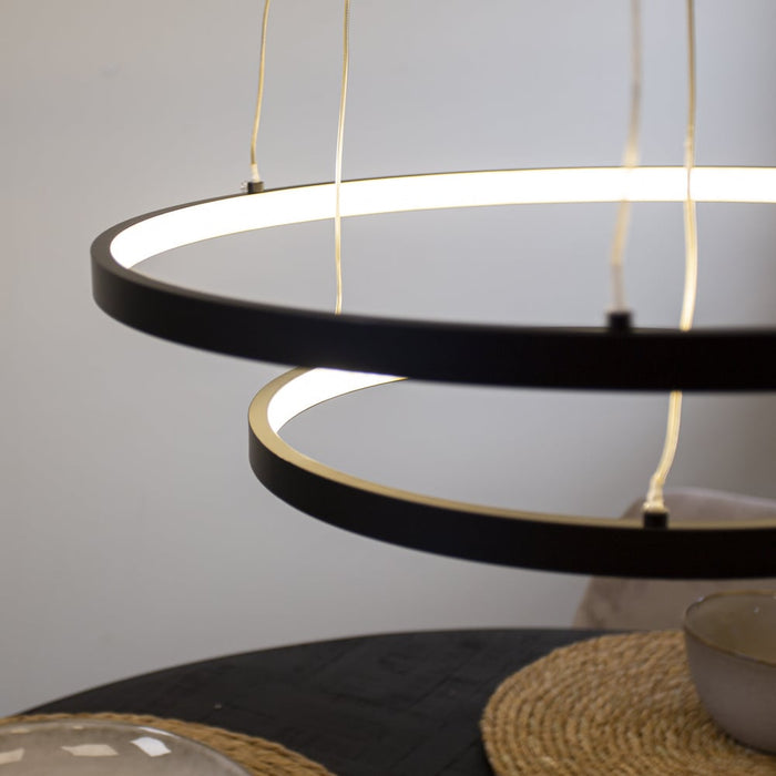 Dimehouse Ringlamp Hanglamp Elaine Metaal Zwart Cirkel 2 Ringen